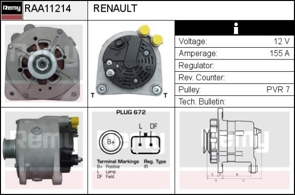 DELCO REMY Генератор RAA11214